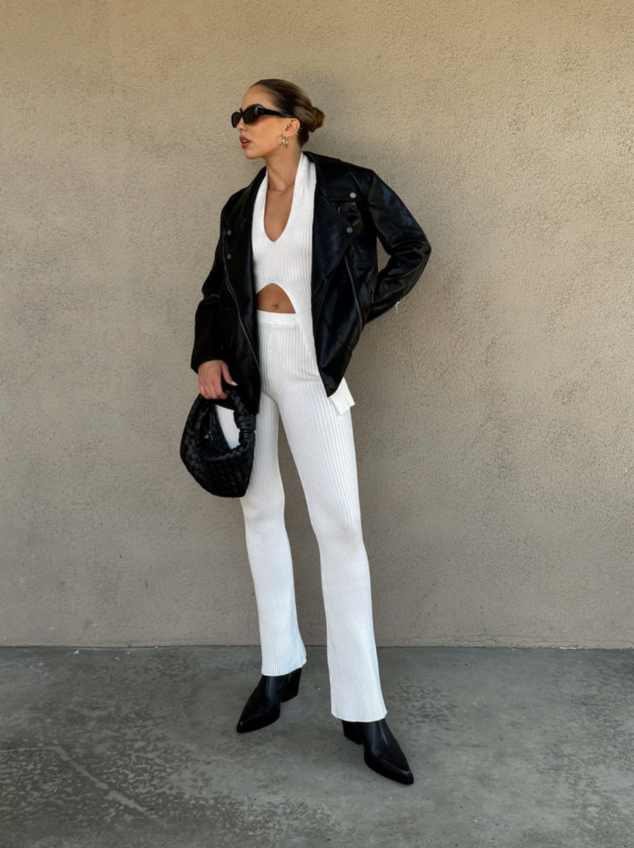 Saidie Ribbed Knit Set Ivory