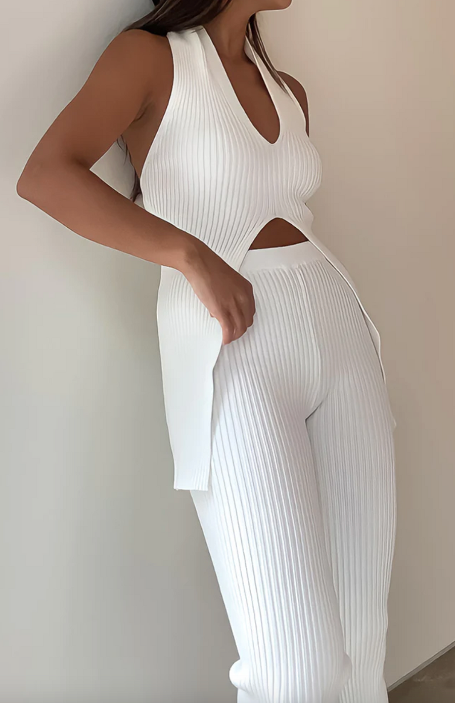 Saidie Ribbed Knit Set Ivory