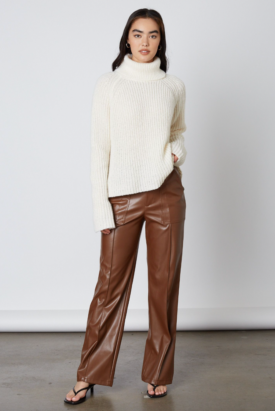 Amika Faux Leather Pants Brown