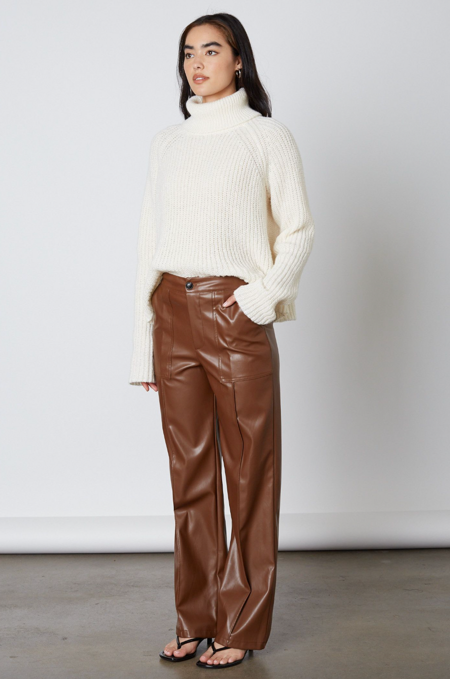 Amika Faux Leather Pants Brown