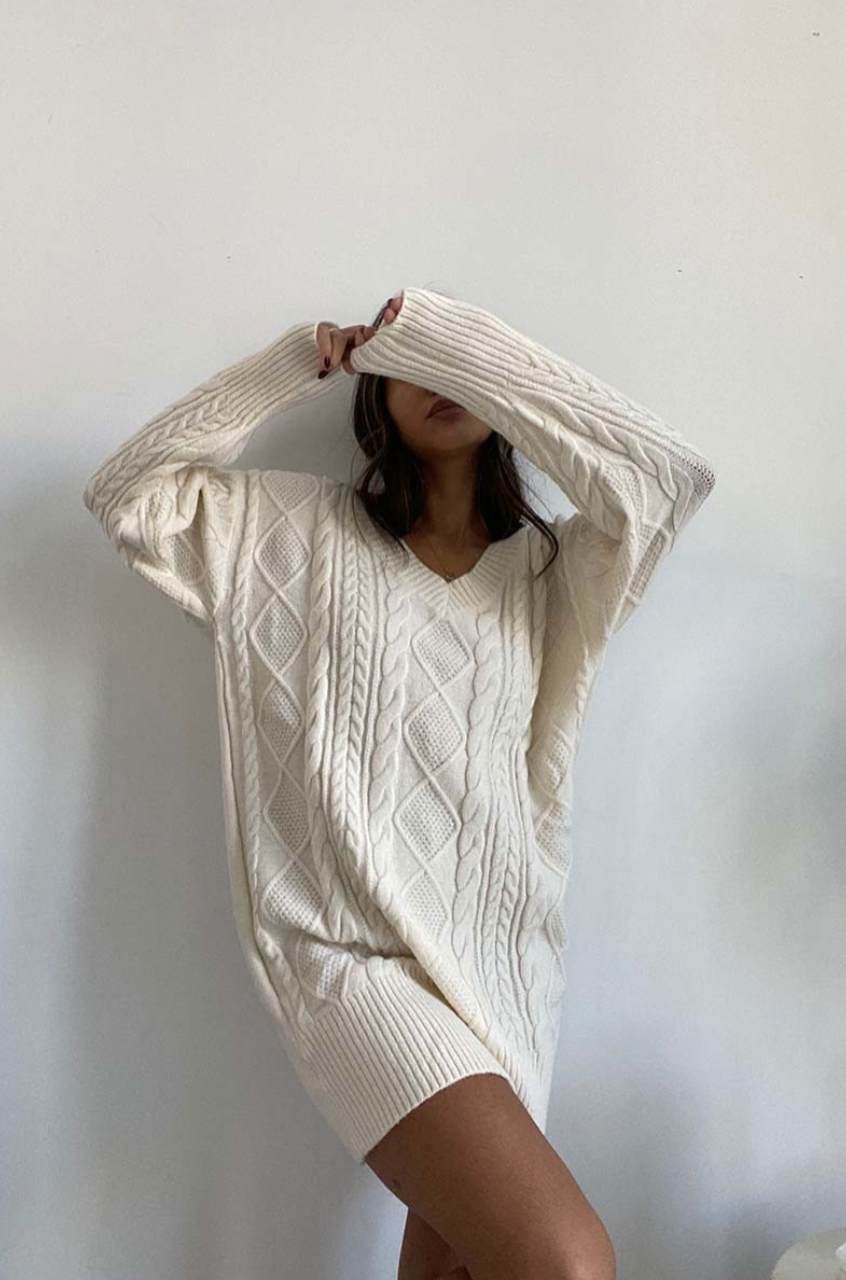 Avalon Cable Knit Sweater Dress
