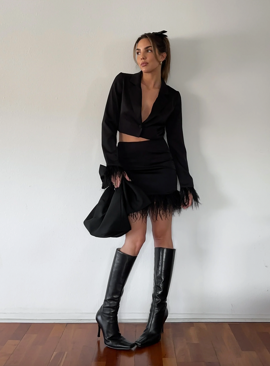 Mon Ami Feather Mini Skirt