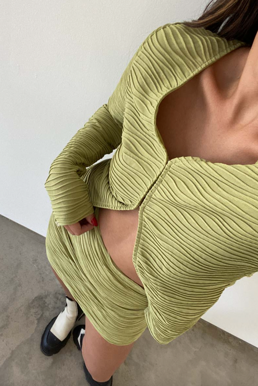Harper Textured Skirt Set Tea