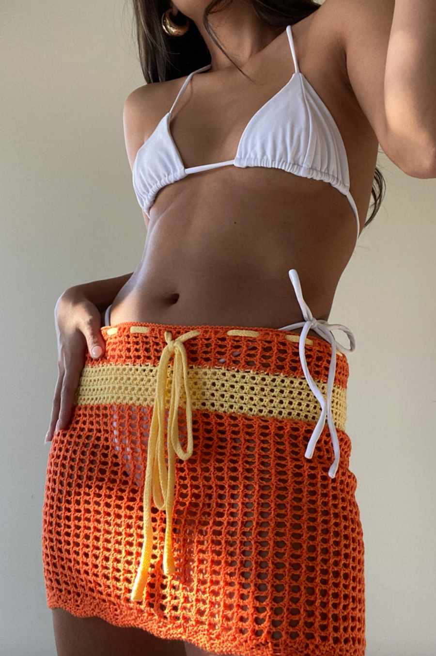 Portia Knit Crochet Mini Skirt