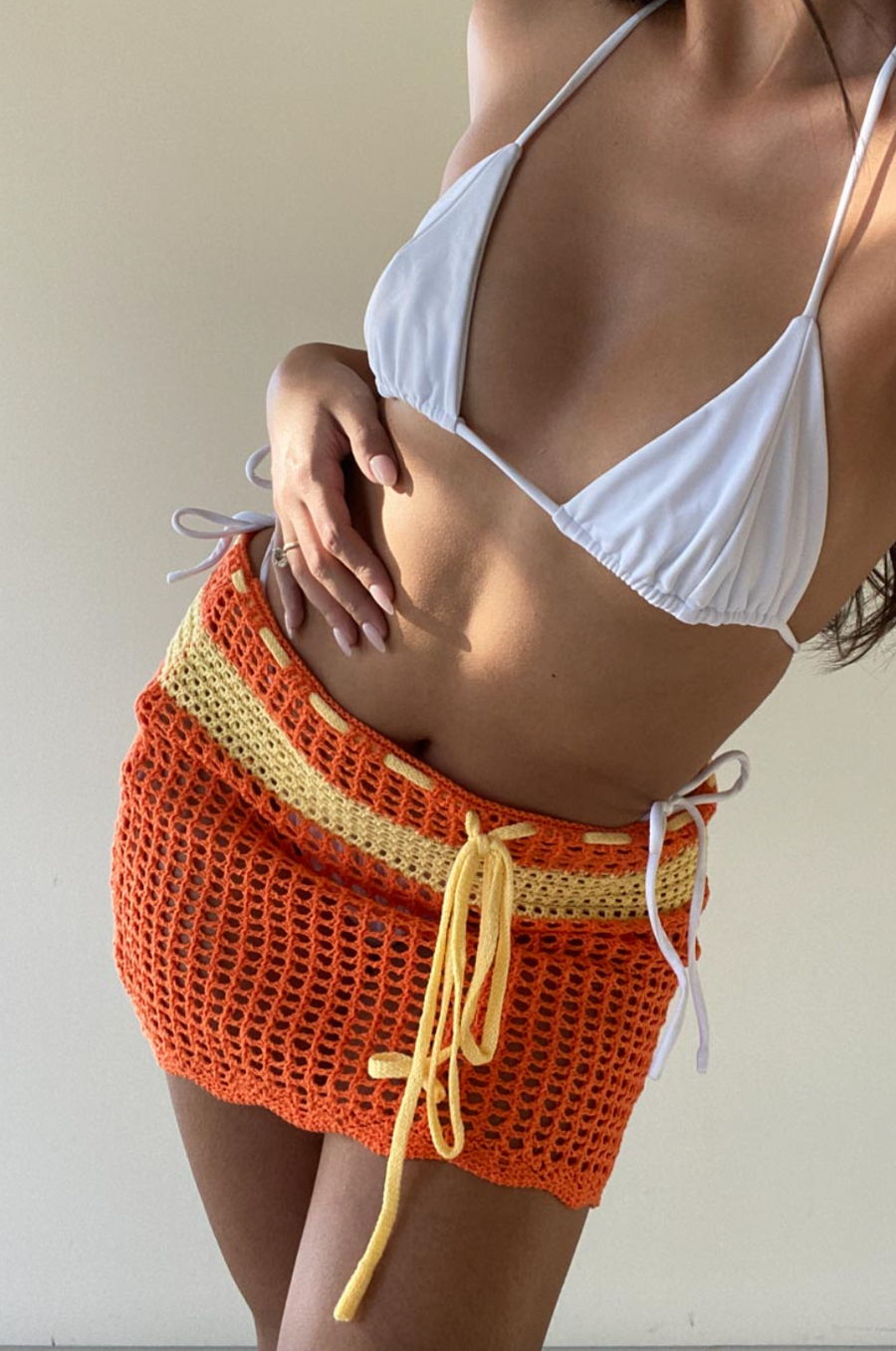 Portia Knit Crochet Mini Skirt