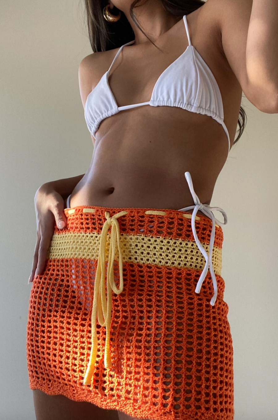Portia Knit Crochet Mini Skirt