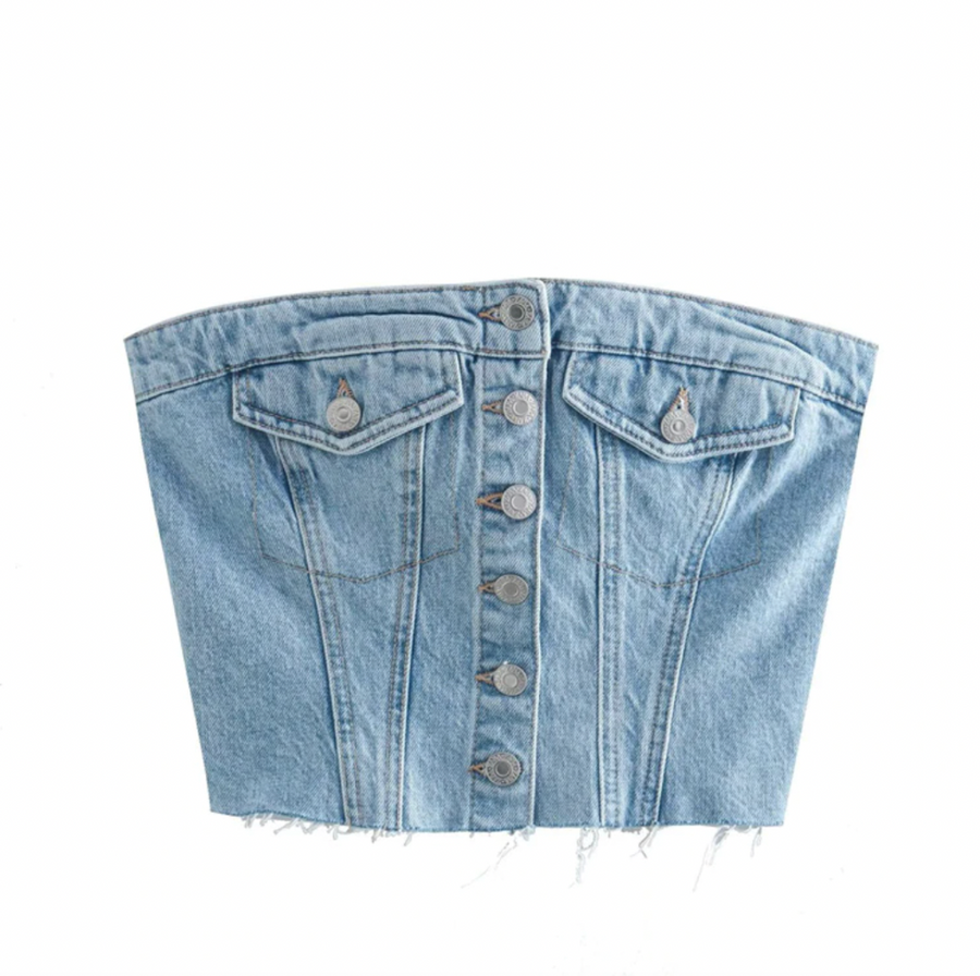 River Denim Strapless Top