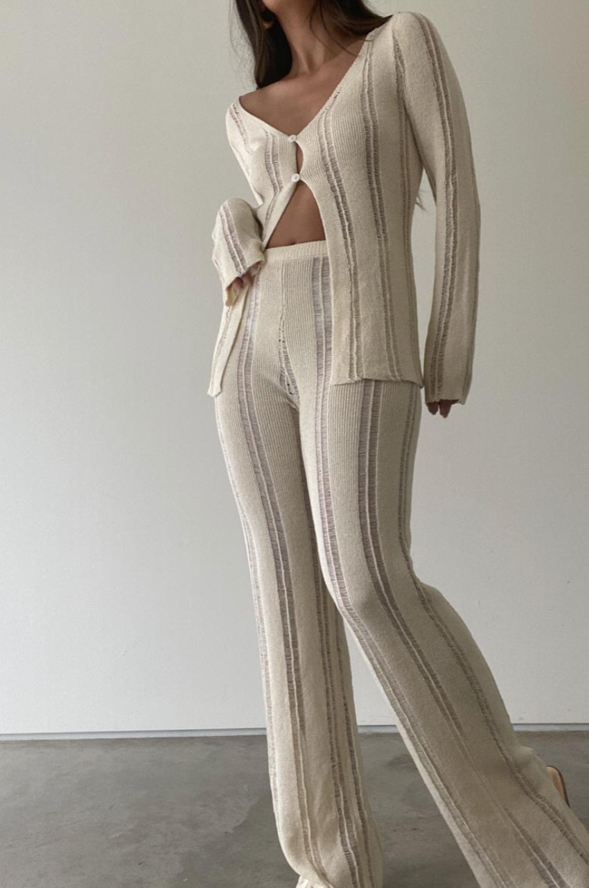 KNIT LONG SLEEVE TOP & LONG PANTS