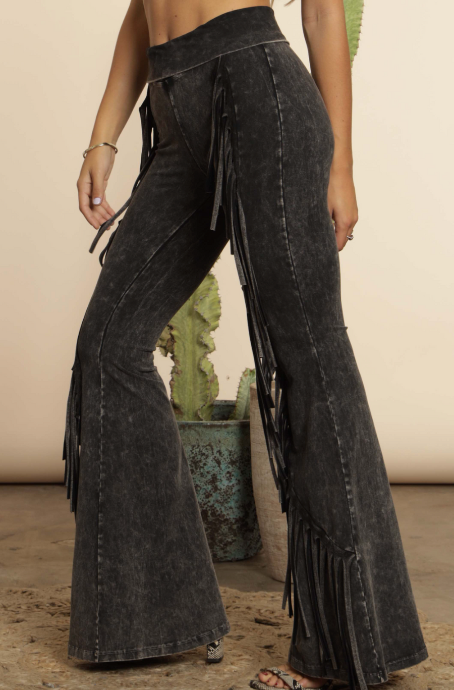 Mineral Dye Fringe Pants