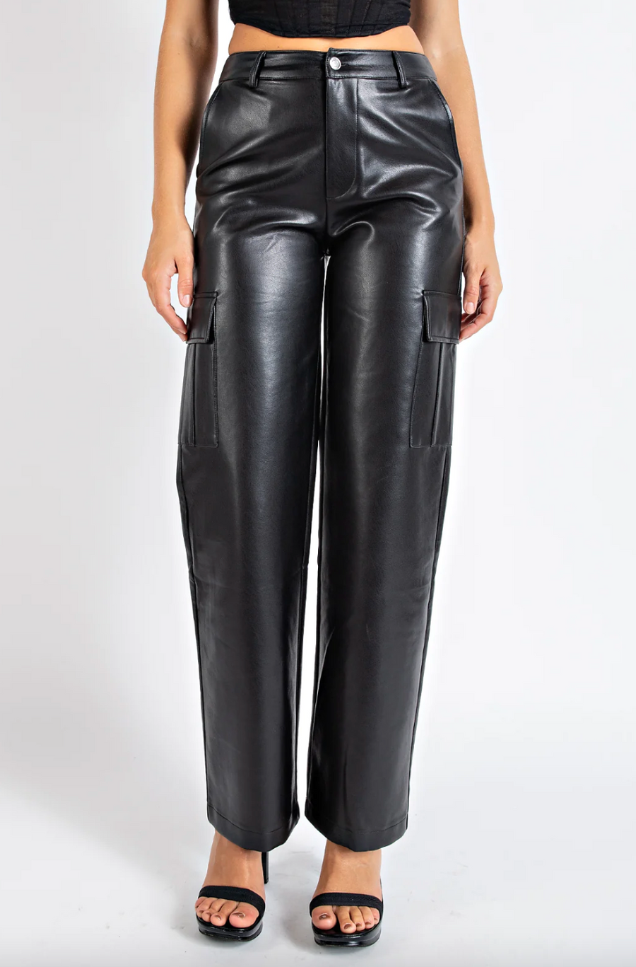 Downtown Faux Leather Cargo Pants