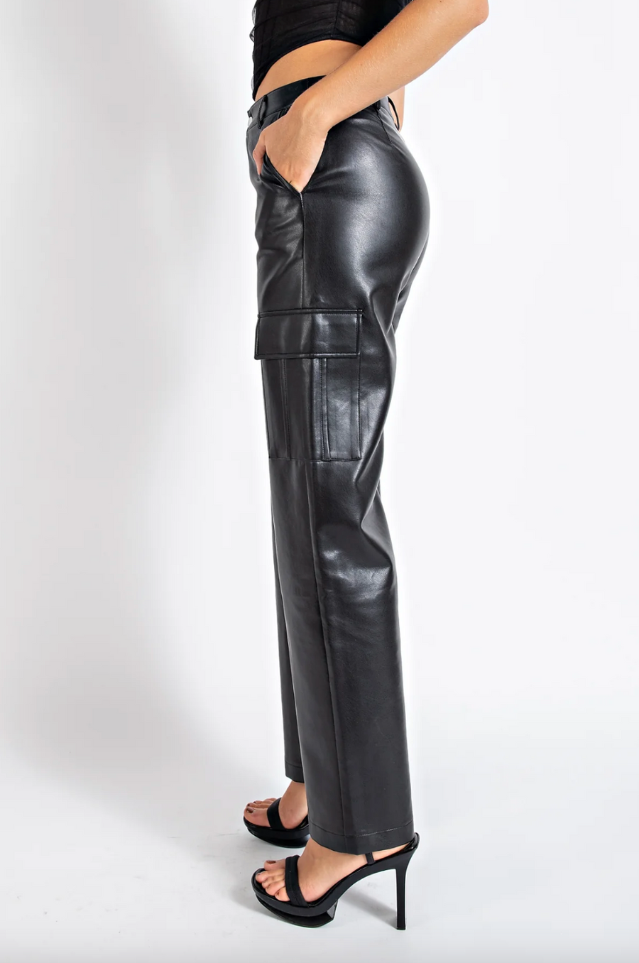 Zara leather top cargo pants