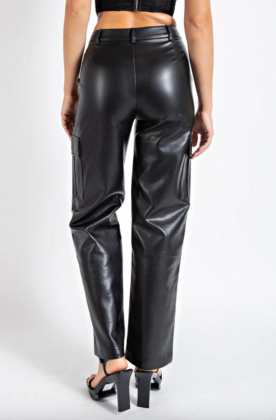 Downtown Faux Leather Cargo Pants