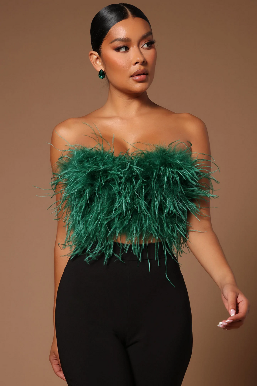 turquoise teal feather top