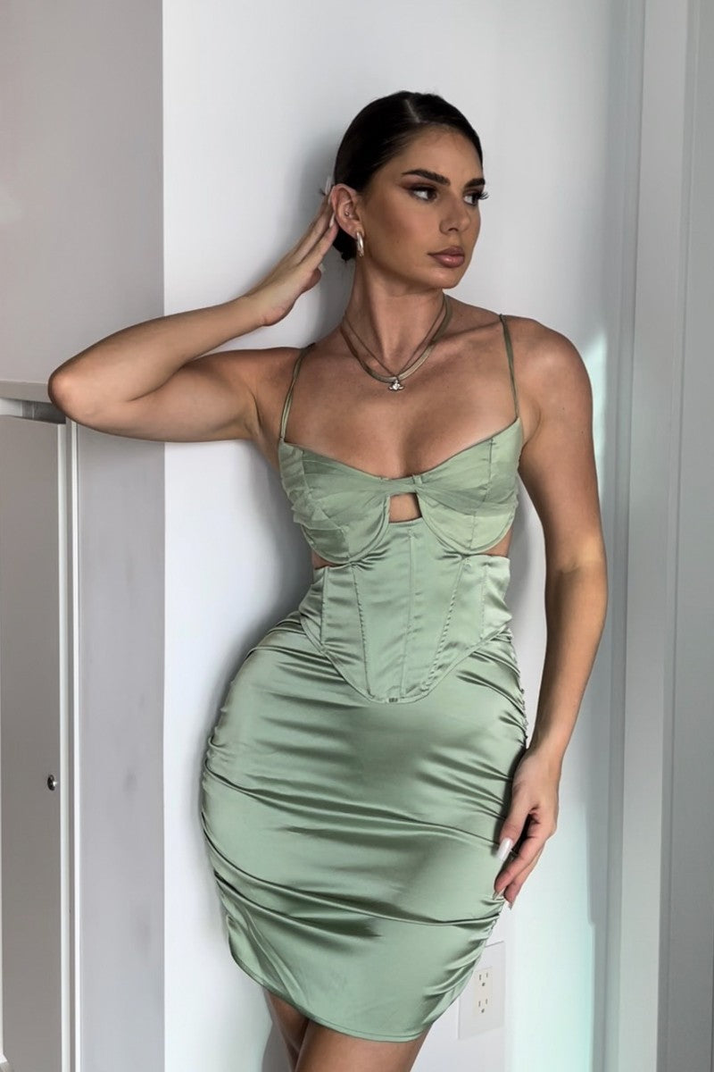 Calypto Corset Satin Mini Dress