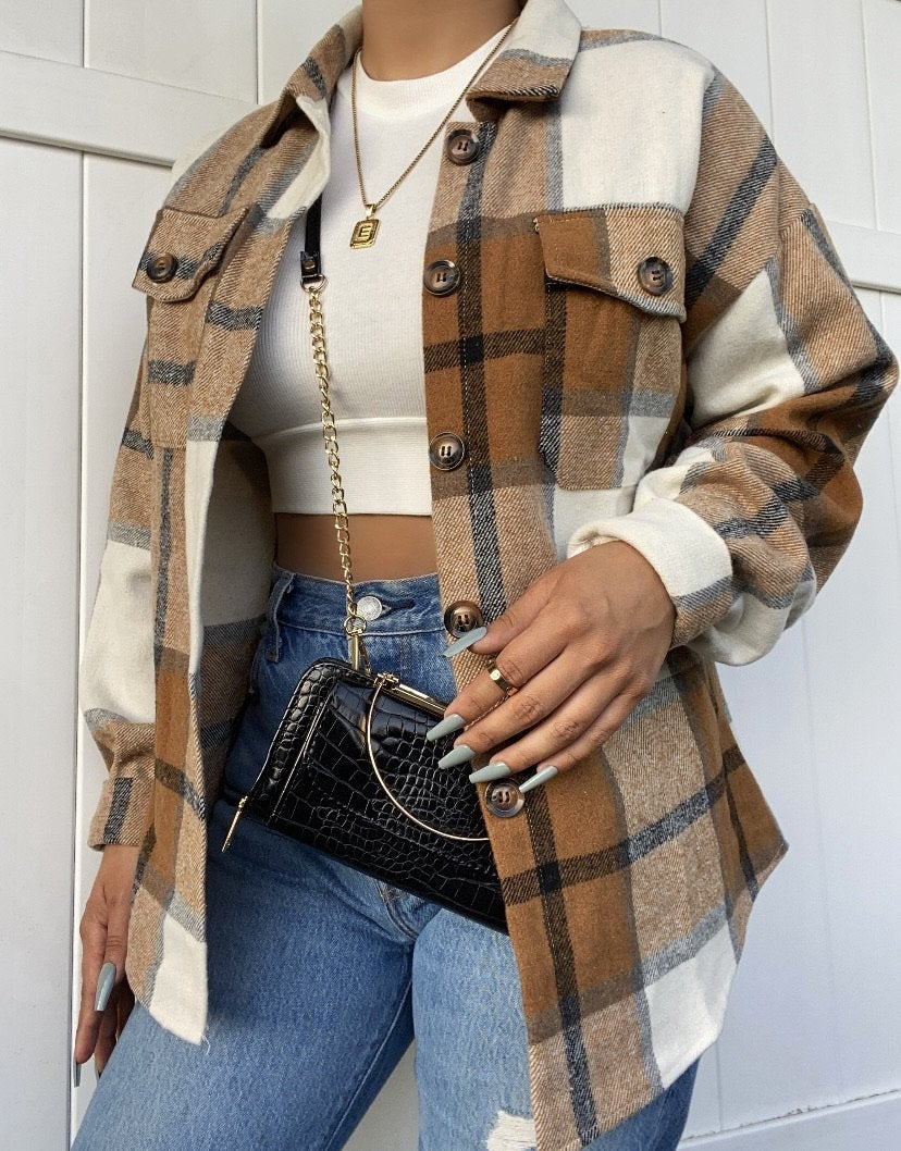 Joshua Tree Mocha Plaid Shacket
