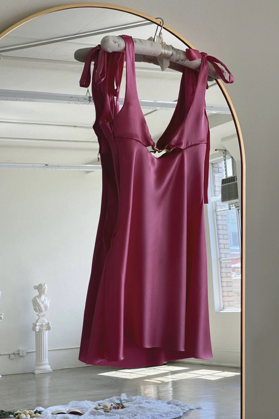 Louvre Satin Mini Dress Pink
